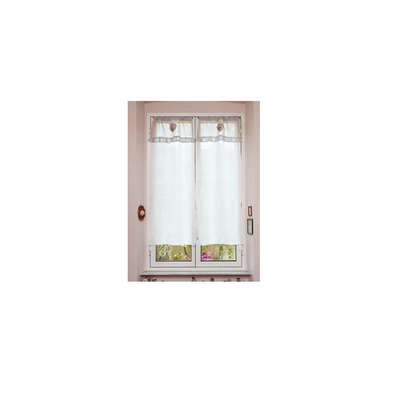 Tendine finestra 45x150 bianche country shabby merletto cuori
