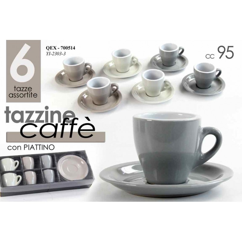 SET TAZZINE + PIATTINO PER CAFFE' DA BAR E CASA 6 PZ - Brico Casa