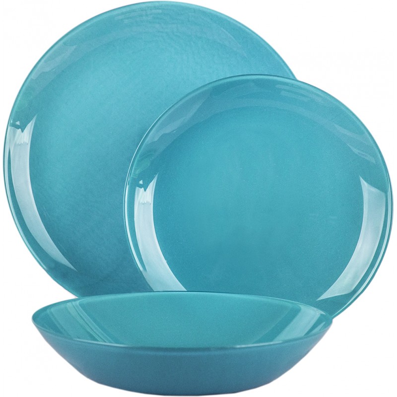 Servizio piatti 18 pezzi in vetro blu - Luminarc Arty Soft Blue - Brico Casa